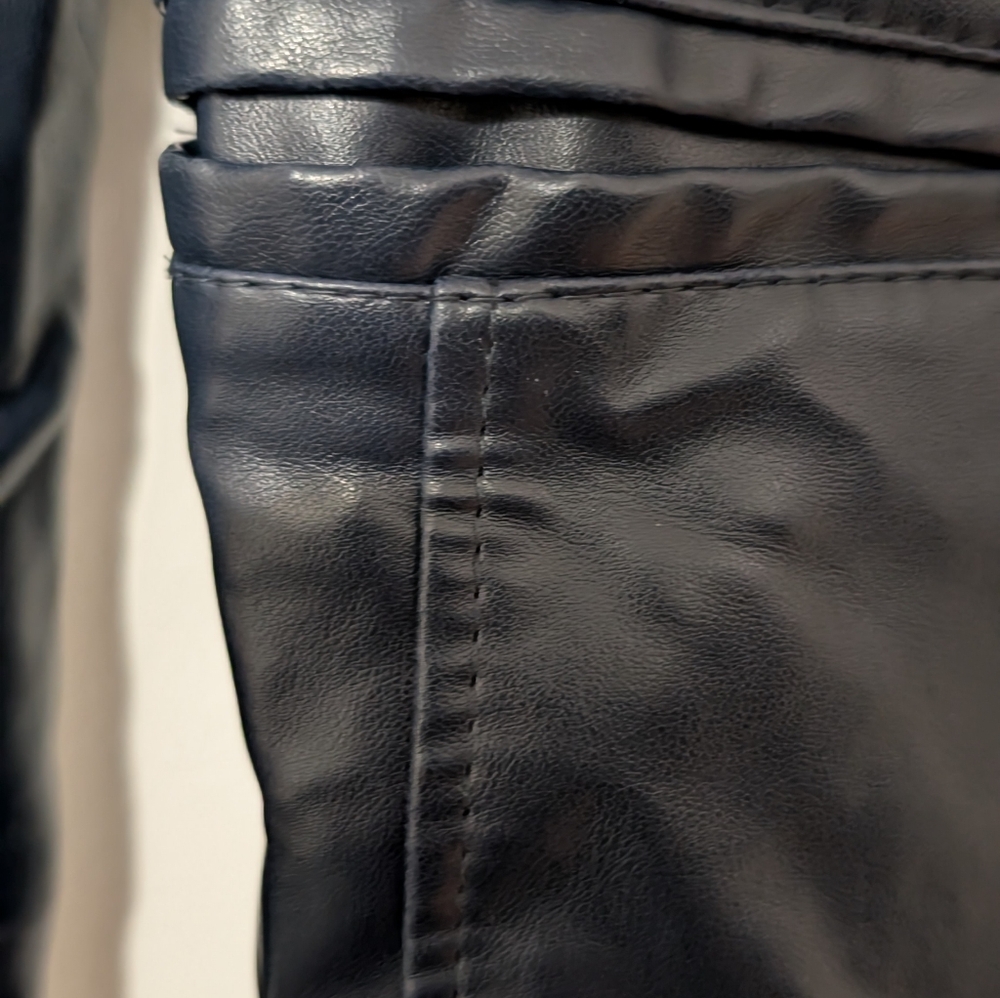 Faux Leather navy blue Jacket - Picture 9 of 9